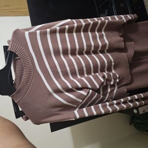 Striped Brown and White Women's Sweater